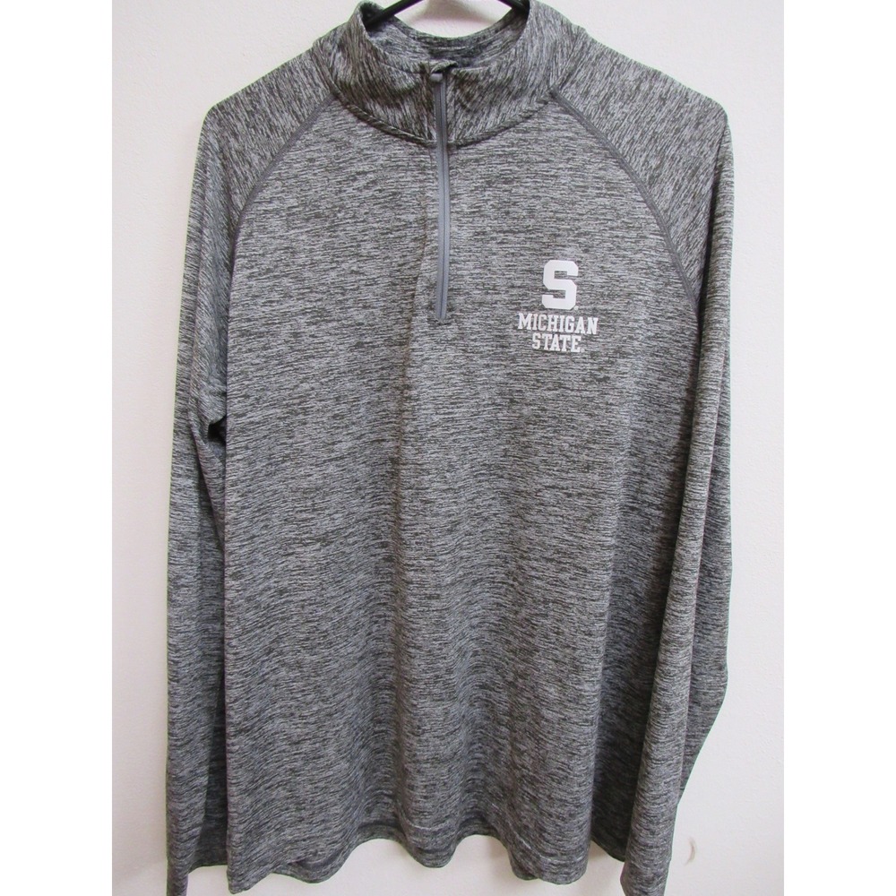 Under Armour Michigan State Spartans Mens XL Gray HeatGear 1/4 Zip Pullover